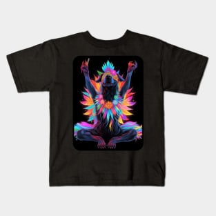 Psychedelic Trippy Hippy Dog Flower Child  - Positive Vibes Kids T-Shirt